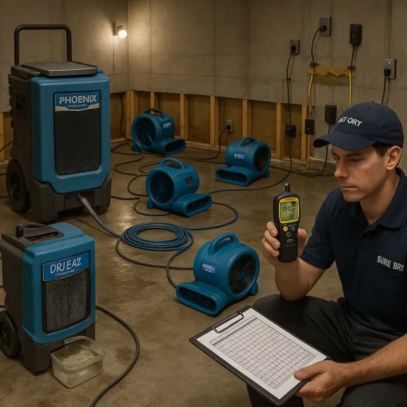 Structural Drying and Dehumidification process in Shenandoah, TX